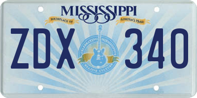 MS license plate ZDX340