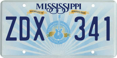 MS license plate ZDX341