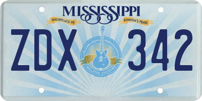 MS license plate ZDX342
