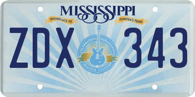 MS license plate ZDX343
