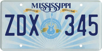 MS license plate ZDX345