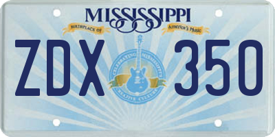 MS license plate ZDX350