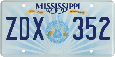 MS license plate ZDX352