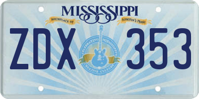 MS license plate ZDX353