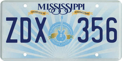 MS license plate ZDX356