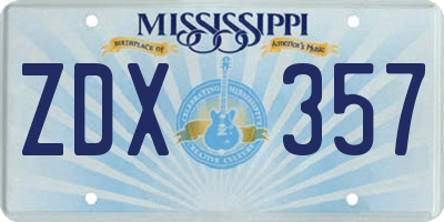MS license plate ZDX357