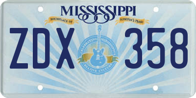 MS license plate ZDX358