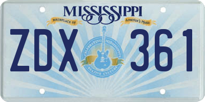 MS license plate ZDX361