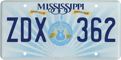 MS license plate ZDX362