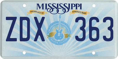 MS license plate ZDX363