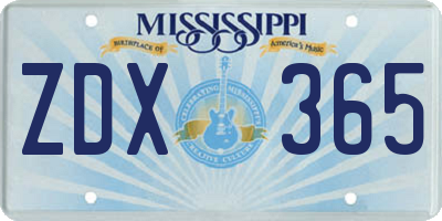 MS license plate ZDX365