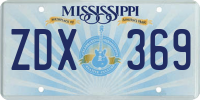 MS license plate ZDX369