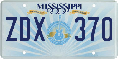 MS license plate ZDX370