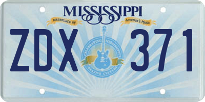 MS license plate ZDX371
