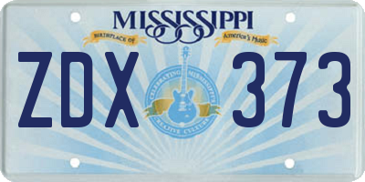 MS license plate ZDX373