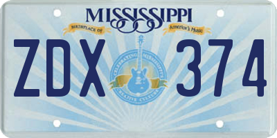 MS license plate ZDX374