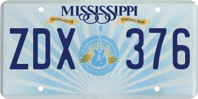 MS license plate ZDX376