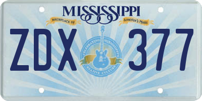 MS license plate ZDX377