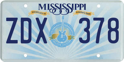 MS license plate ZDX378