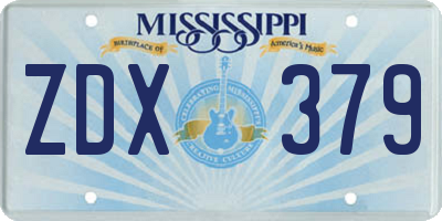 MS license plate ZDX379