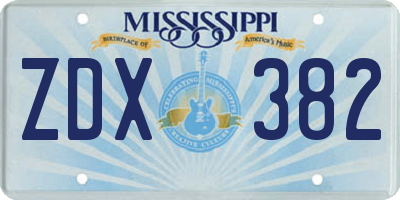 MS license plate ZDX382