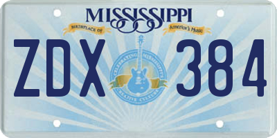 MS license plate ZDX384