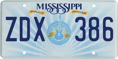 MS license plate ZDX386