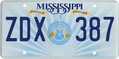 MS license plate ZDX387