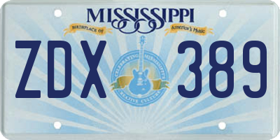 MS license plate ZDX389