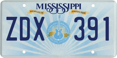 MS license plate ZDX391