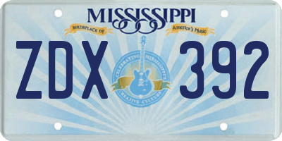 MS license plate ZDX392