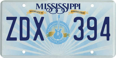 MS license plate ZDX394
