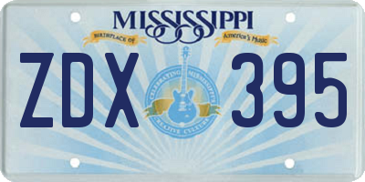 MS license plate ZDX395