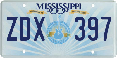 MS license plate ZDX397
