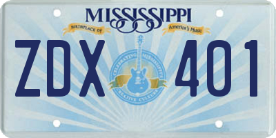 MS license plate ZDX401