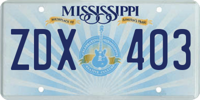 MS license plate ZDX403