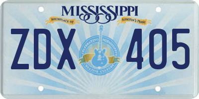 MS license plate ZDX405