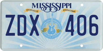 MS license plate ZDX406