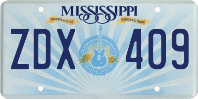 MS license plate ZDX409