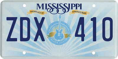 MS license plate ZDX410