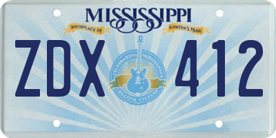 MS license plate ZDX412
