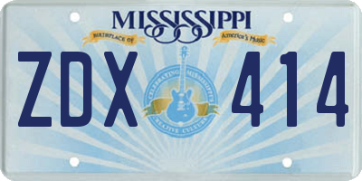 MS license plate ZDX414