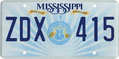 MS license plate ZDX415