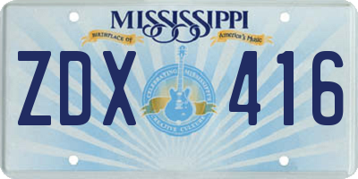 MS license plate ZDX416