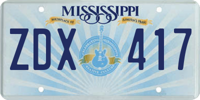 MS license plate ZDX417