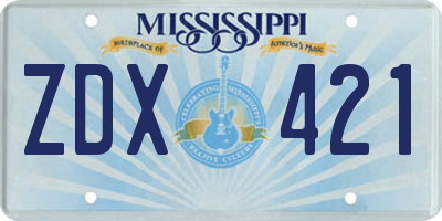 MS license plate ZDX421