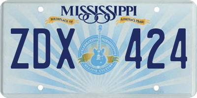 MS license plate ZDX424