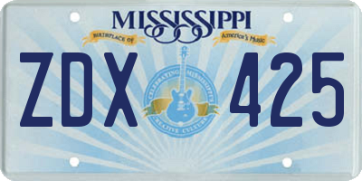 MS license plate ZDX425