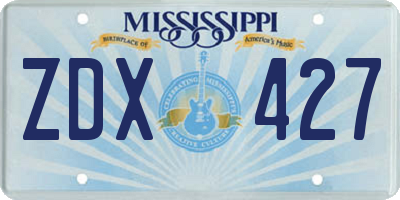 MS license plate ZDX427