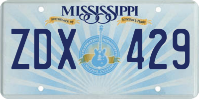 MS license plate ZDX429